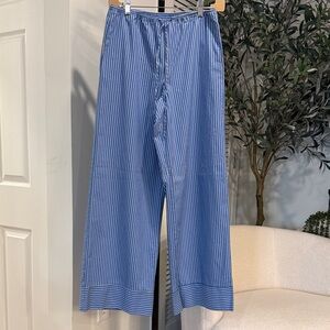 Zara Blue & White Striped Wide-Leg Pants – XS